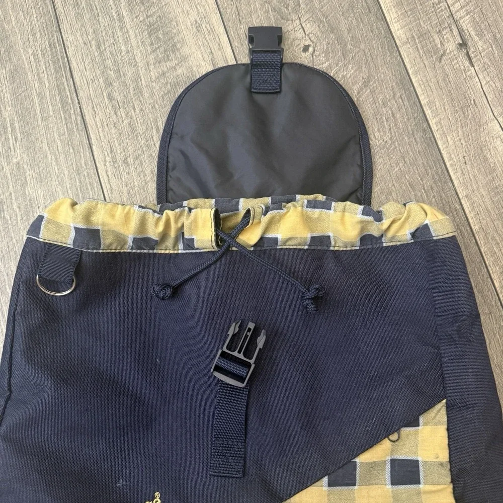Vintage 1999 Samsonite Travel Tote Baby Diaper Bag Backpack Plaid Navy Yellow